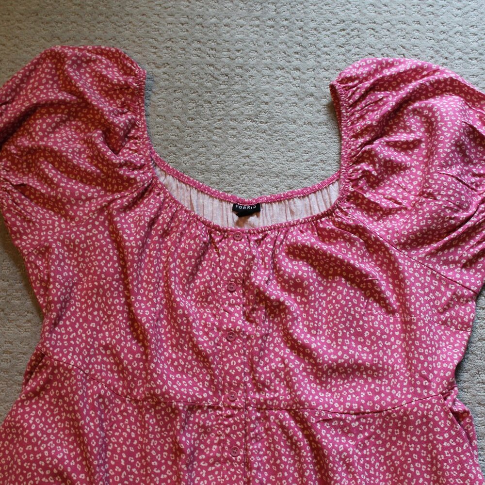 NWT Torrid Mini Button Front Skater Dress size 3X-Leopard Chateau Rose - Picture 4 of 10